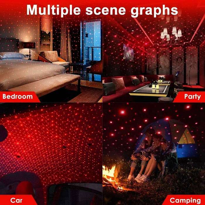 2x Car Roof Star Night Light Portable Adjustable Usb Flexible Led
