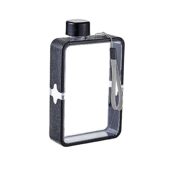 380ml Portable Transparent Kettle A5 Flat Paper Cup Mouth Drink Black