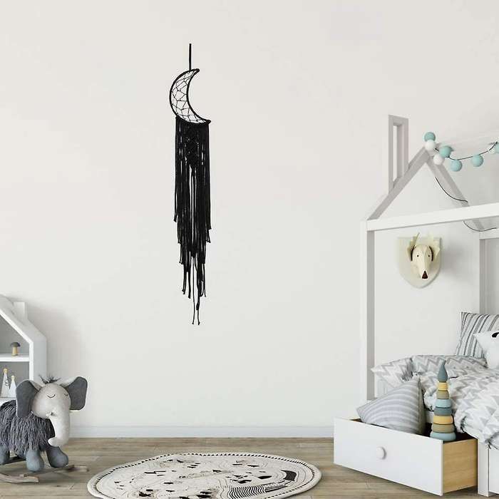 Macrame Boho Black Moon Dream Catcher,nursery Decor Finds Wall Decor