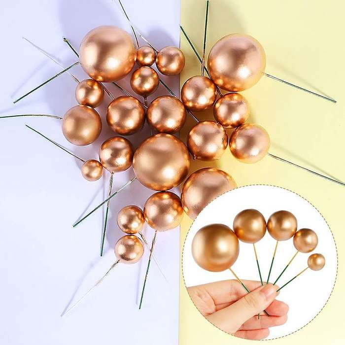 Mini Round Balls Cupcake Toppers Diy Cake Insert Topper for Birthday