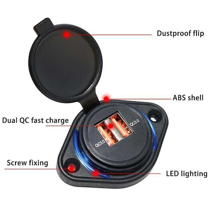 Qc3.0 Universal Car Charger Power Outlet Car Charger Blue Light