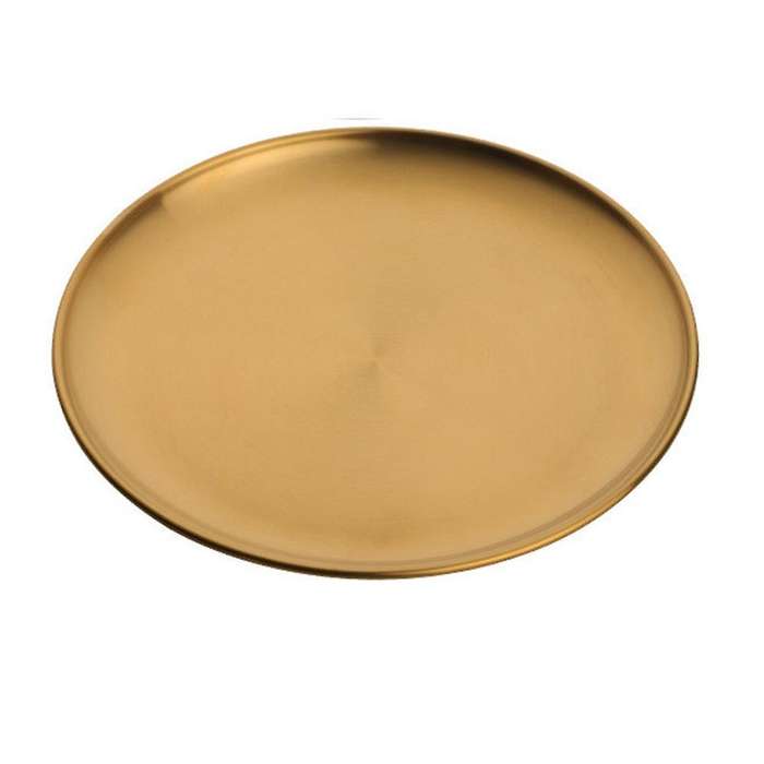 Stainless Steel Tableware Dinner Plate Food Container Tray Golden