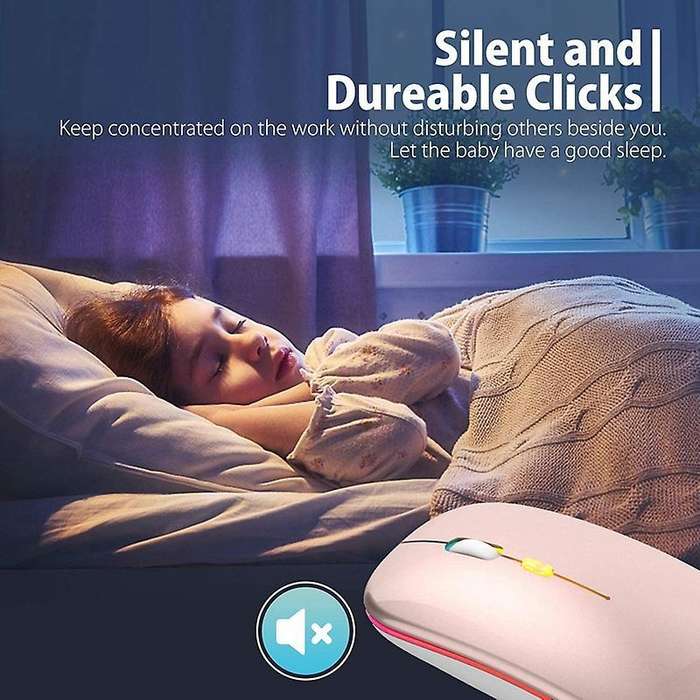 Led Wireless Mouse,with Usb & Type-c Receiver, for Laptop(rose Gold)