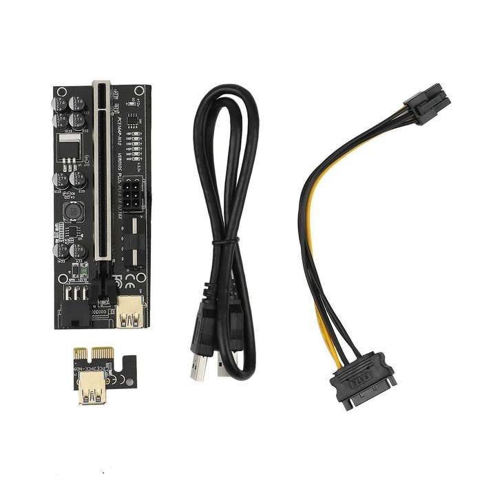 8x 16x Extender Pcie Riser Adapter Card Sata 6pin Power Black(1set)