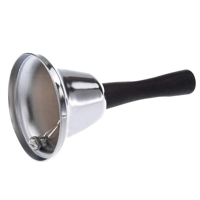 Black Wooden Handle School Silver Tone Handbell