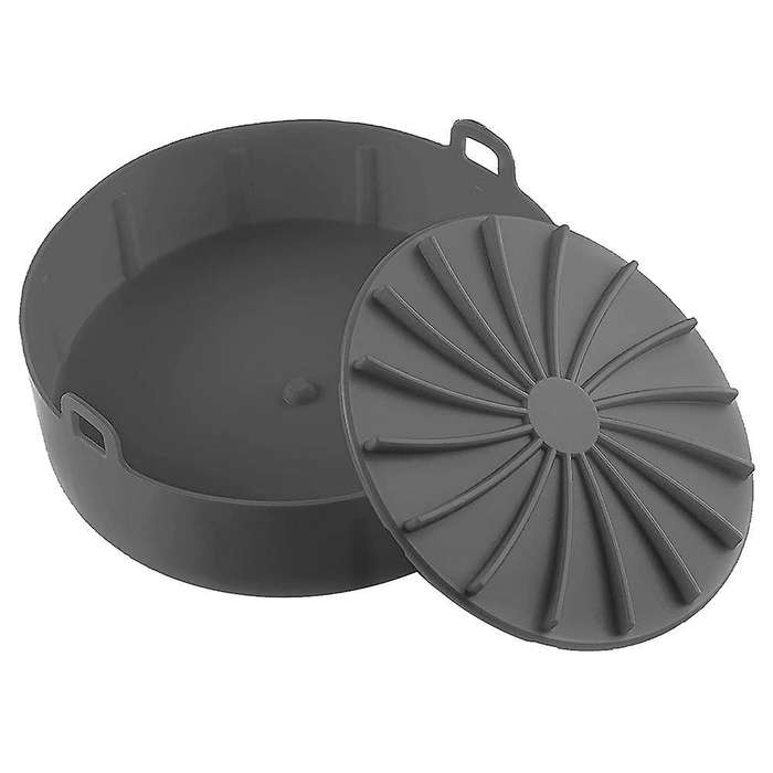 Air Fryer Silicone Pot, with Removable Base,accessories Gray 6.3inch