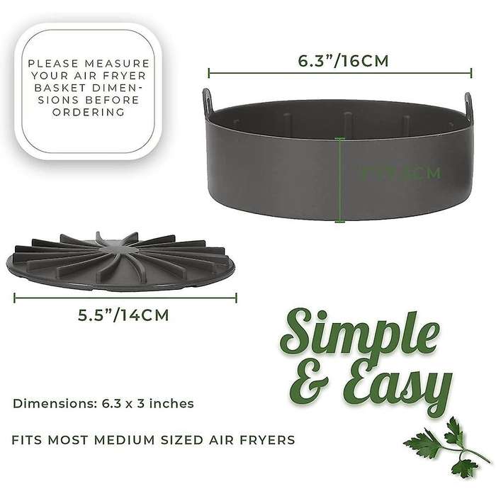 Air Fryer Silicone Pot, with Removable Base,accessories Gray 6.3inch