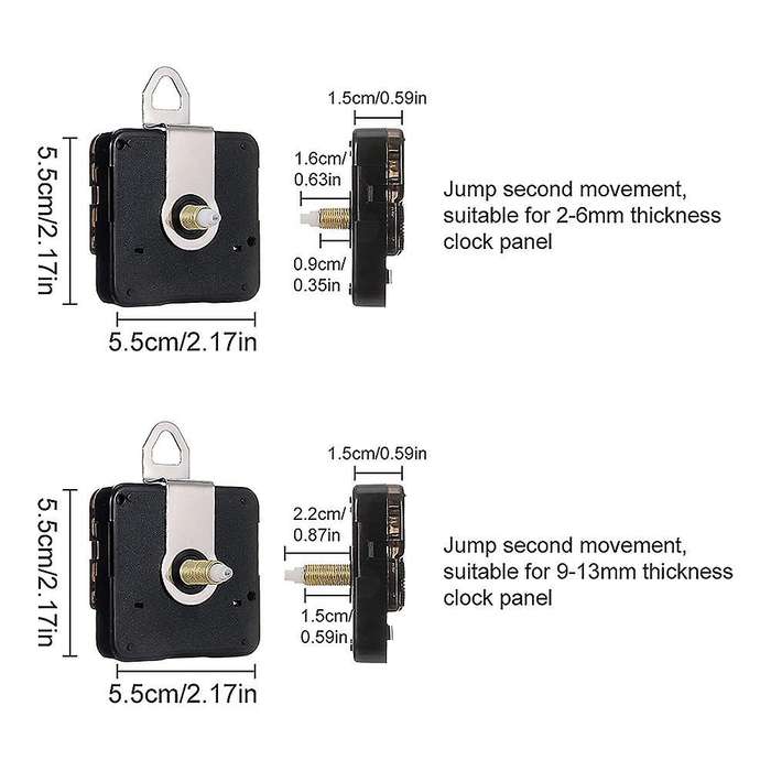 2pcs High Torque Long Shaft Clock Movement, Clock Mechanisms Battery