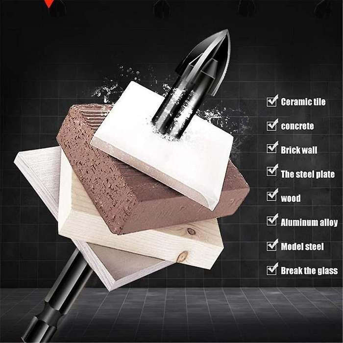7 Piece Black Cross Triple-cornered Drill Bit Carbide Tip Spear Head