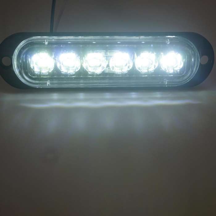 4pcs 6led Led Light Head Emergency Beacon Hazard Warning Light White