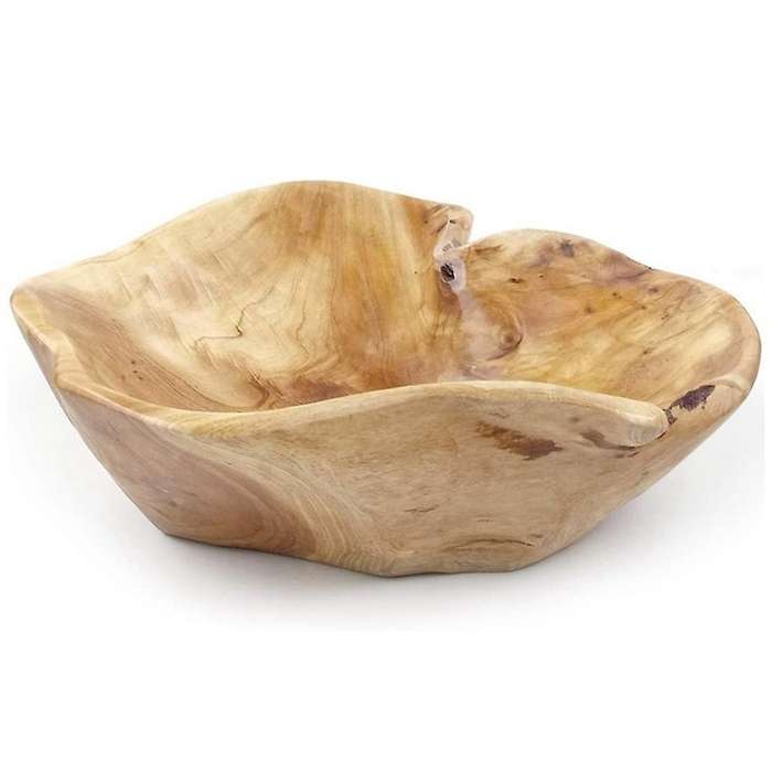 Wooden Fruit Salad Serving Bowl Hand-carved Root Bowls 15-19cm