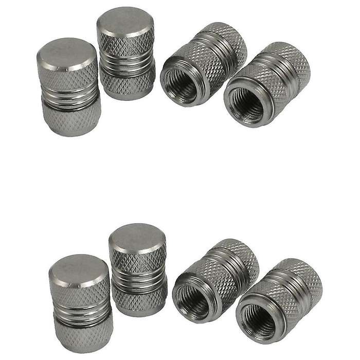 8 Pcs Dark Gray Alloy Car Bicycle Tire Tyre Wheel Valve Dust Caps