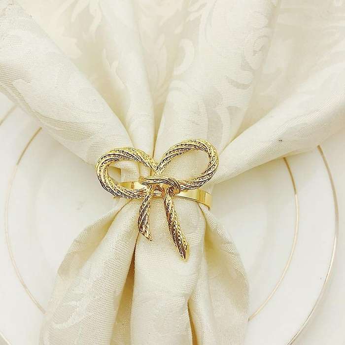 Butterfly Napkins Rings Set Of 6, Gold Napkin Rings Holder