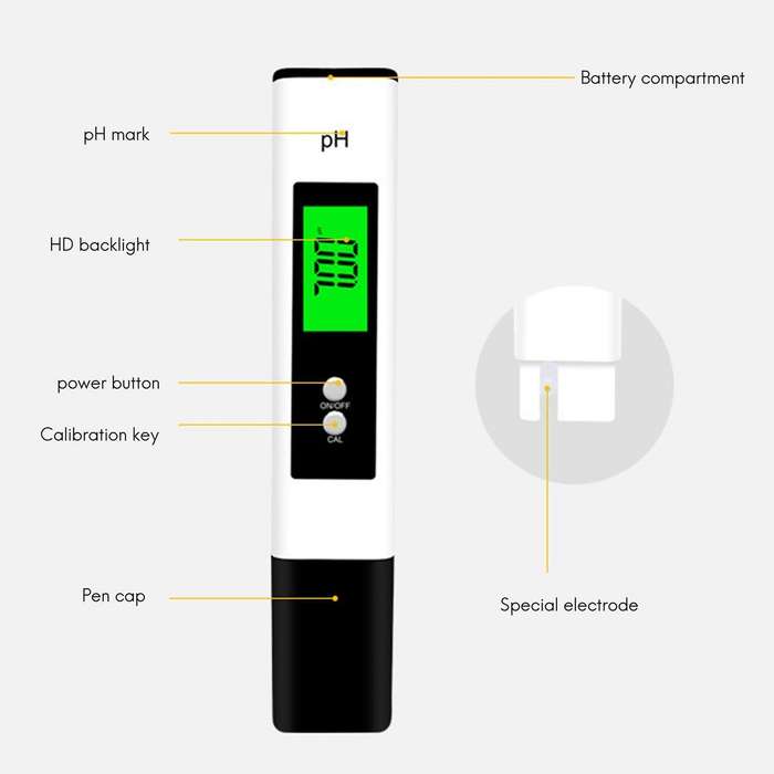 Lcd Ph Meter Pen Tester Accuracy 0.01, Automatic Calibration, Yellow