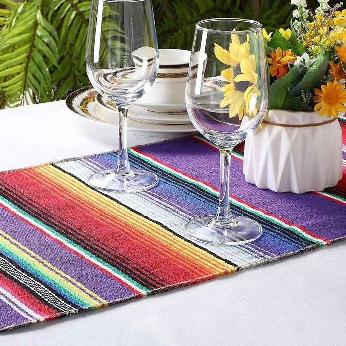 12 Pcs Mexican Table Runner Mexican Party Table Blanket Runner
