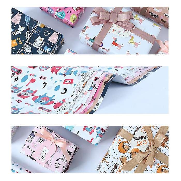 Pet Pattern Birthday Wrapping Paper Set Of 9,present Gift for Kids