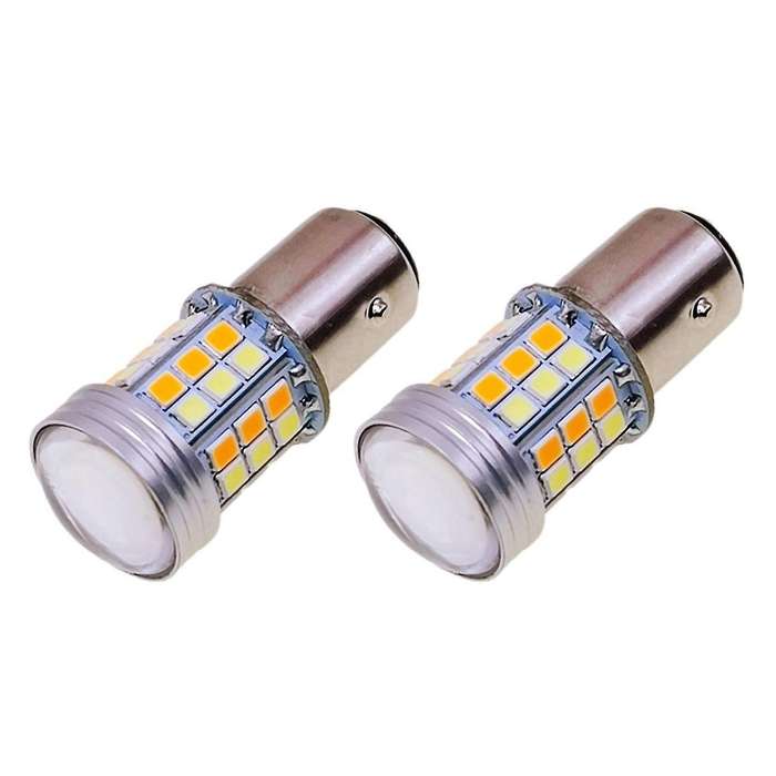 2pcs Led Bulb Bay15d P21/5w 45smd Dual Color Light Ice Blue+yellow