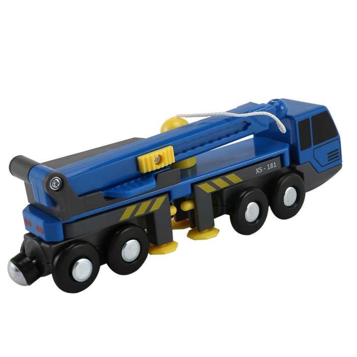 Crane Truck Vheicles Kids Toy Compatible with Wooden Tracks Railway