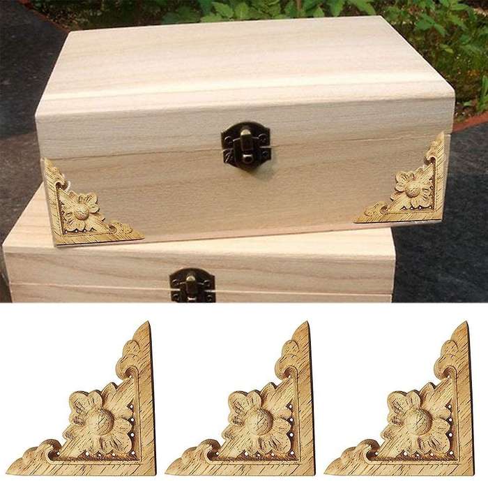10pcs Carved Unpainted Wood Furniture Window Corner Wood Applique