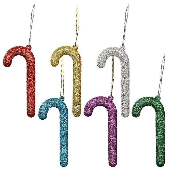 Shiny Crutch Merry Christmas Decoration Pvc Color Xmas Tree Hanging