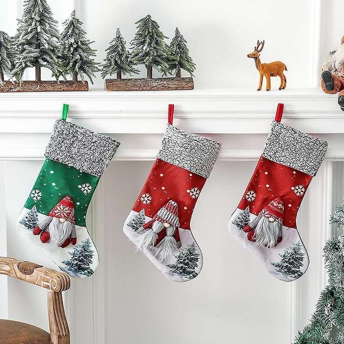 Christmas Stocking Large Xmas Gift Bags Fireplace Decoration Socks C