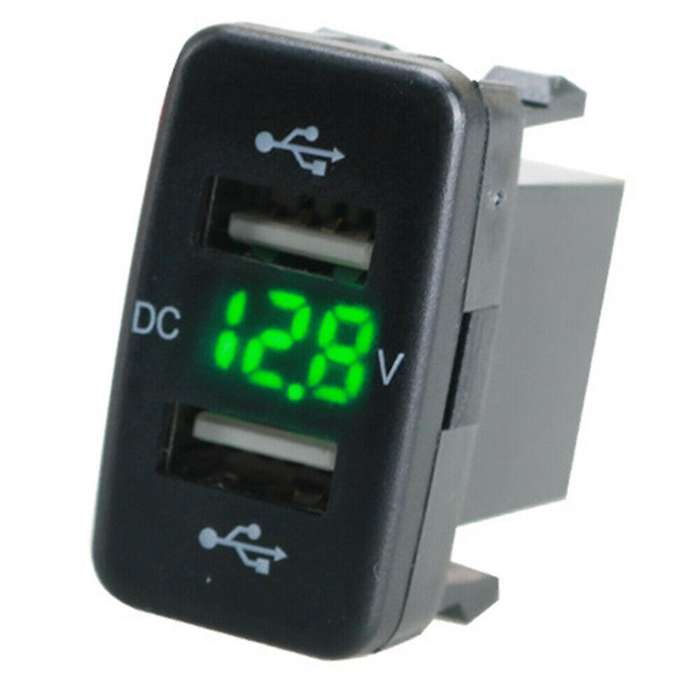 Car Charger Socket Dual Usb Port Charging Adapter for Toyota Green
