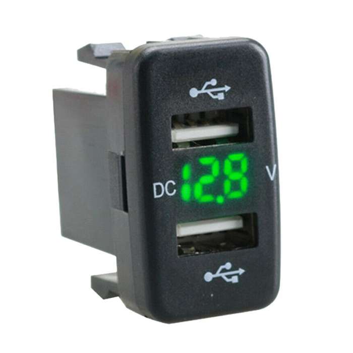 Car Charger Socket Dual Usb Port Charging Adapter for Toyota Green