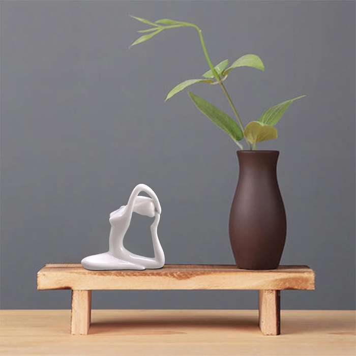 Abstract Art Ceramic Yoga Poses Yoga Lady Figure Statue Ornament #8