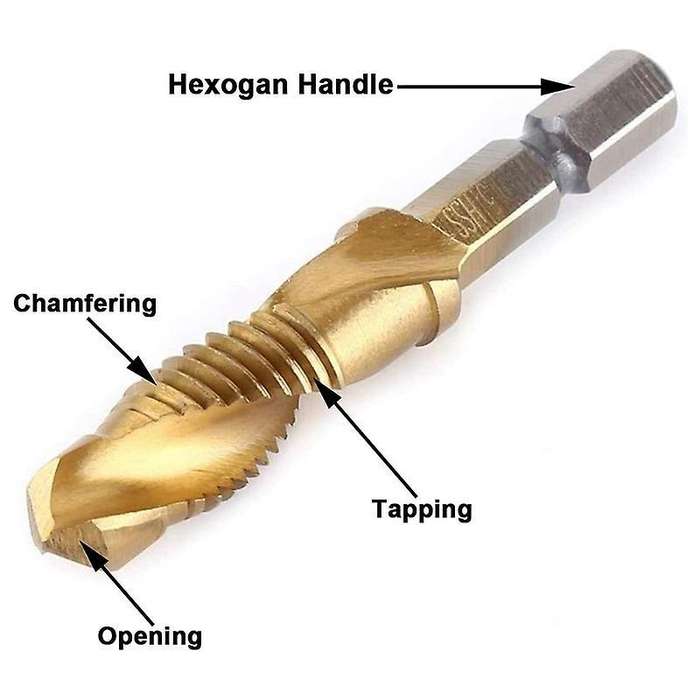 Drill Tap Bit, 6 Pack Combination Drill Tap Bit Set Screw Tapping Sae