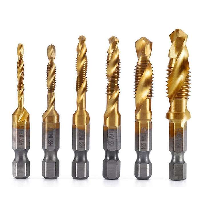 Drill Tap Bit, 6 Pack Combination Drill Tap Bit Set Screw Tapping Sae