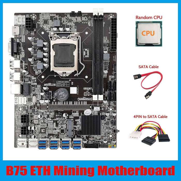 B75 Eth Mining Motherboard 8xpcie Usb Adapter+cpu Lga1155 B75 Usb