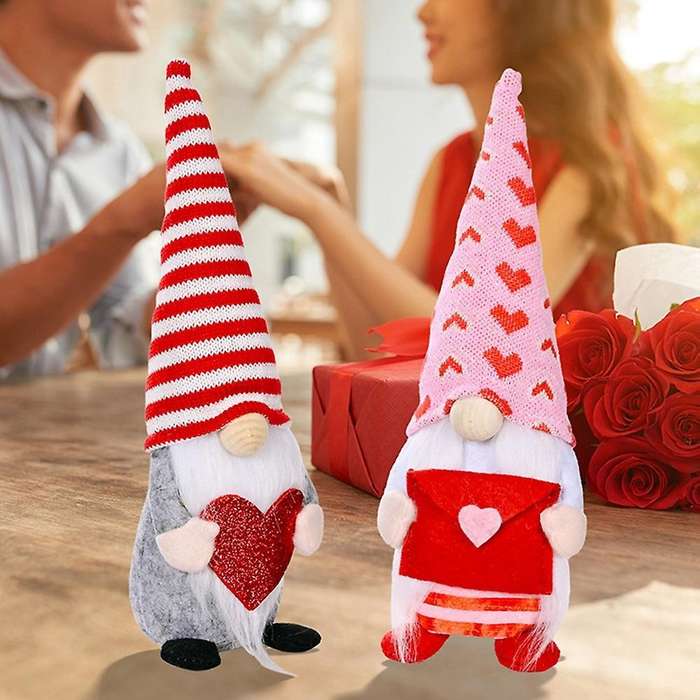 Mr & Mrs Handmade Swedish Tomte Stuffed Gnomes Plush Doll Ornaments,b