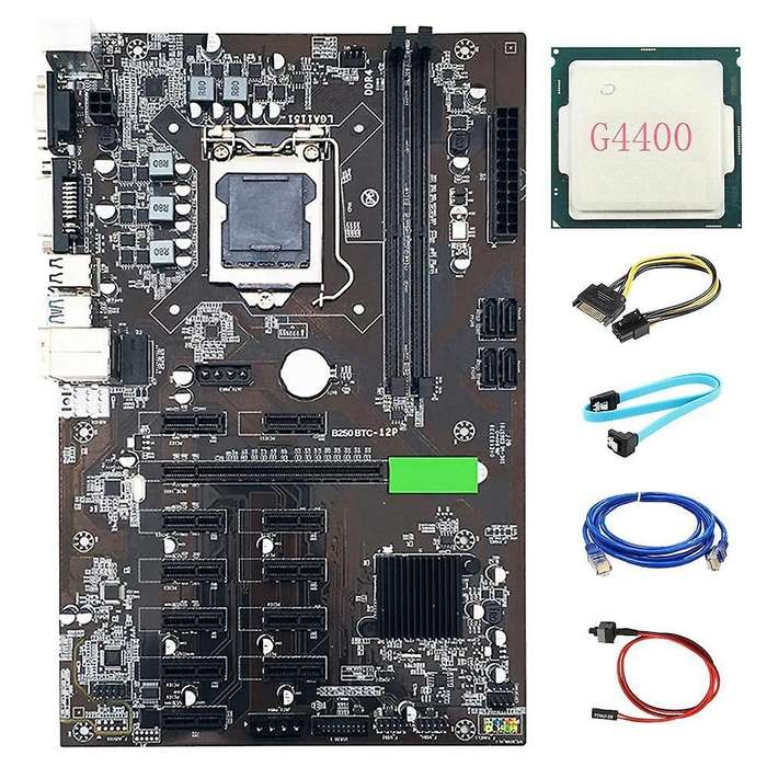 B250 Btc Mining Motherboard Kit 12 Gpu Lga1151 With+g4400 for Miner