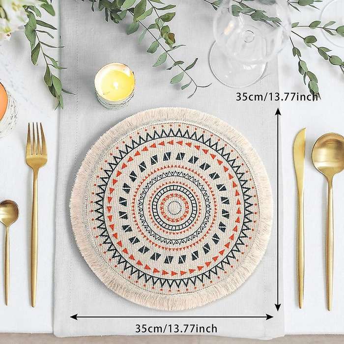 Set Of 2 Breakfast Placemats Round Placemats Non-slip Multicolor