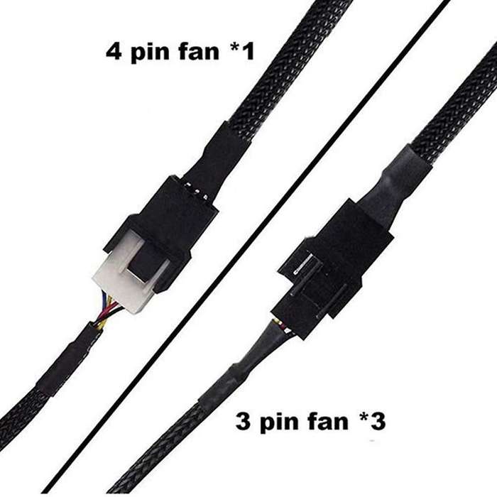 Pc Case Fan Power Cable 1 to 4 Converter Braided Y Splitter Cable