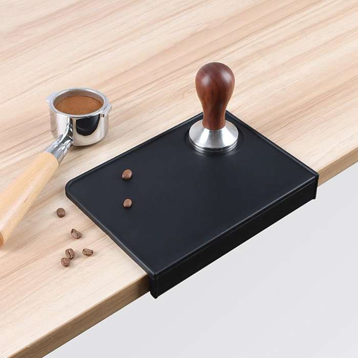 Coffee Tamper Mat Tamping Rest Holder Anti-skid Corner Edge Black