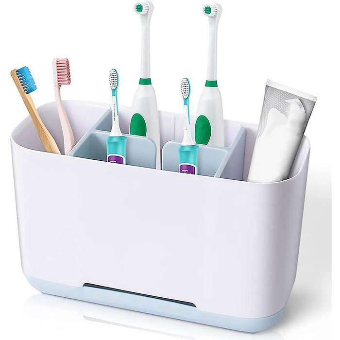 Bathroom Toothbrush Holder with Drain and Anti-slip Base Large