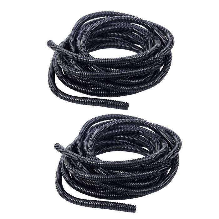 2x 20 Ft Split Wire Loom Conduit Polyethylene Tubing Black 10mm