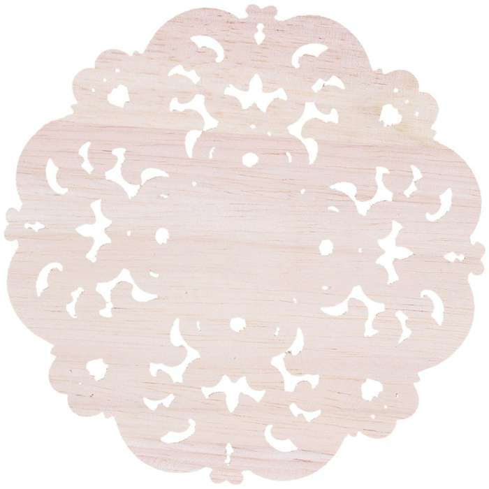 2x Woodcarving Furniture Solid Wood Door Applique Flower 12x12x2cm