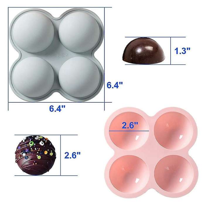 Hot Chocolate Bomb Mold, for Cake, Chocolate, Jelly, Pudding, 4 Pack