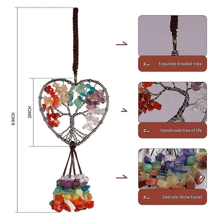 7 Chakra Stones Healing Crystal Hanging Jewelry Suitable for Car B