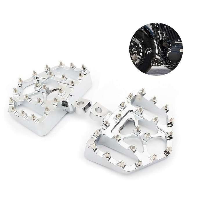 Motorcycle Foot Pegs for Sportster 883 Dyna Softail Fat Boy Silver