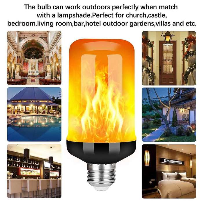 Led Flame Effect Light Bulb E27,decorative Fire Lights Bulb,black-b