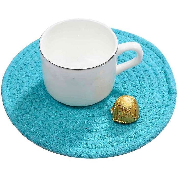 Potholders Trivets Set Thread Weave Coasters, for Baking Blue Series