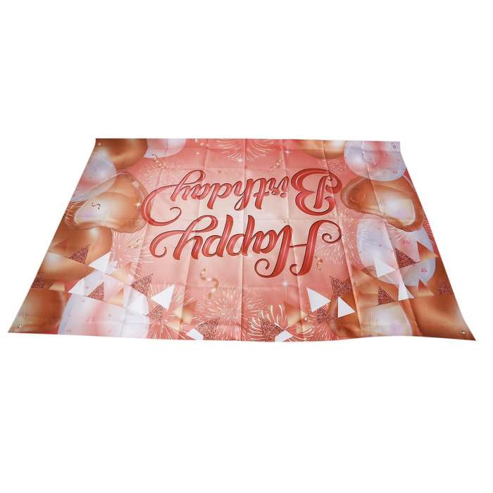Happy Birthday Backdrop Banner Rose Gold Fabric Birthday Banner