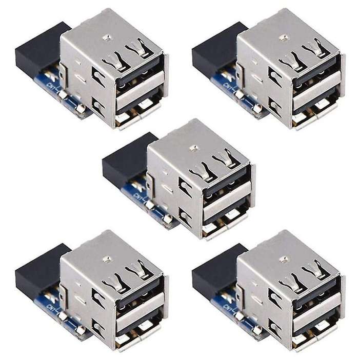 5pcs Desktop Board, 9pin/10pin Dual Usb2.0 A Port Front Panel Adapter