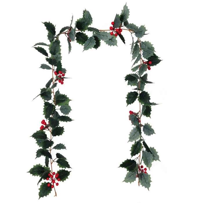 Christmas Garland Winter Red Berries Xmas Party-dark Green