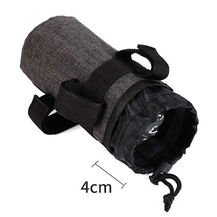Portable Bicycle Water Bottle Container Drawstring Kettle Bag,gray