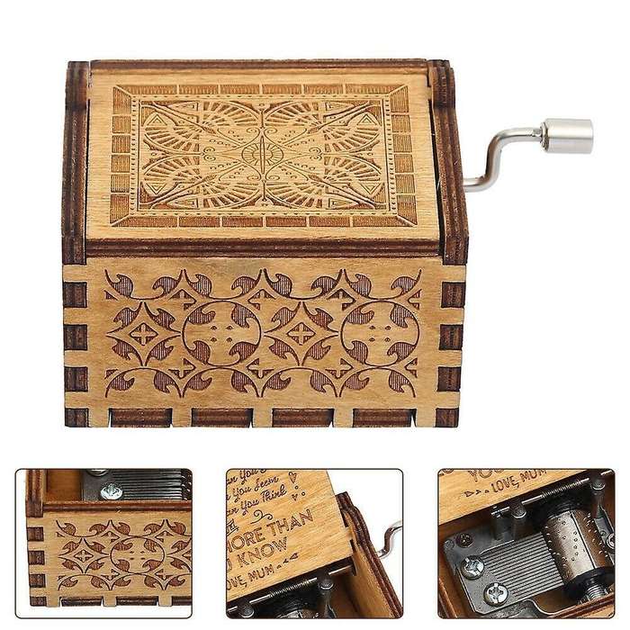 Wooden Music Box Christmas Gift Hand-cranked Wooden Sunlight Crafts