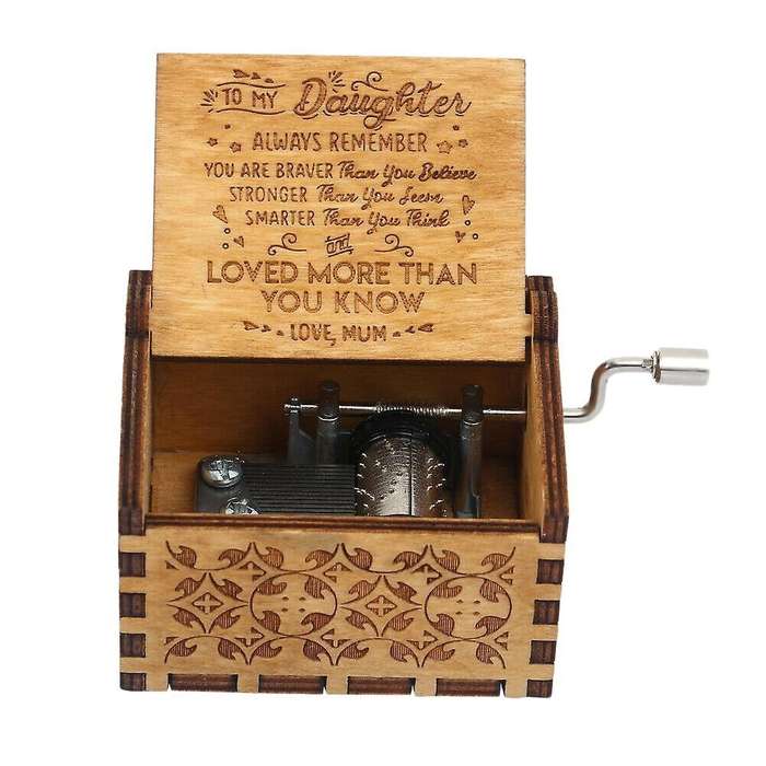 Wooden Music Box Christmas Gift Hand-cranked Wooden Sunlight Crafts